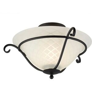 Loops Bulb Flush Light - Black, White Patterned Glass Shade - LED E27 100W - Flush Light Loops Bulb Flush Light - Black, White Patterned Glass Shade - LED E27 100W - Flush Light