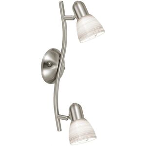 Loops Wall Light Satin Nickel White Glass E14 2x40W - Wall Light Loops Wall Light Satin Nickel White Glass E14 2x40W - Wall Light