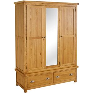 Birlea Brand Woburn Oak 3-Door 2-Drawer Wardrobe - Wardrobe Birlea Brand Woburn Oak 3-Door 2-Drawer Wardrobe - Wardrobe