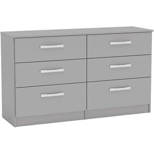 Birlea Lynx Grey High Gloss 6 Drawer Chest - Chest of Drawers Birlea Lynx Grey High Gloss 6 Drawer Chest - Chest of Drawers