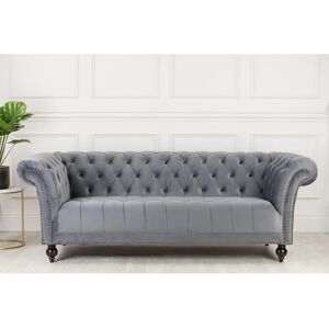 Birlea Chester Grey Velvet 3 Seater Sofa - Sofa Birlea Chester Grey Velvet 3 Seater Sofa - Sofa