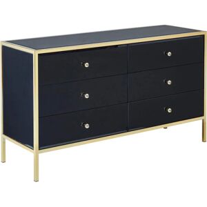 Birlea Fenwick Black Glass and Gold 6 Drawer Chest - Chest of drawers Birlea Fenwick Black Glass and Gold 6 Drawer Chest - Chest of drawers