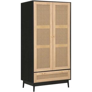 Birlea Croxley Black Wardrobe - Rattan and Modern Style Birlea Croxley Black Wardrobe - Rattan and Modern Style