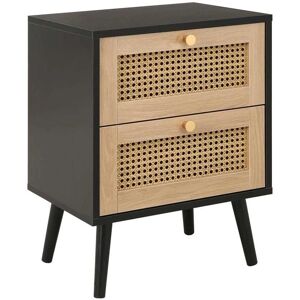 Birlea Croxley Black Rattan Bedside Table - Bedside 2 Drawer Cabinet Birlea Croxley Black Rattan Bedside Table - Bedside 2 Drawer Cabinet