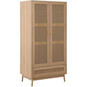 Birlea Croxley Rattan Oak 2-Door Wardrobe - Modern Storage Birlea Croxley Rattan Oak 2-Door Wardrobe - Modern Storage