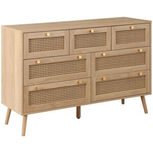Birlea Croxley Oak Rattan 7-Drawer Chest - Bedroom Furniture Birlea Croxley Oak Rattan 7-Drawer Chest - Bedroom Furniture