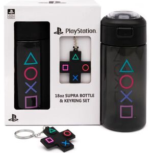 PlayStation Water Bottle Sports Bottle 18oz & Keychain Gift - Black Controller Symbols PlayStation Water Bottle Sports Bottle 18oz & Keychain Gift - Black Controller Symbols