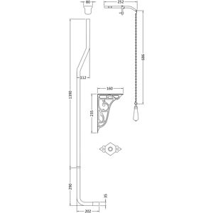 Balterley - Traditional High Level Flush Pipe Pack - Ceramic - Chrome/White - Toilet plumbing kit Balterley - Traditional High Level Flush Pipe Pack - Ceramic - Chrome/White - Toilet plumbing kit