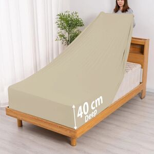 Yorkshire Bedding - Extra Deep 40cm Fitted Sheet - Beige - King - Fitted Sheet Yorkshire Bedding - Extra Deep 40cm Fitted Sheet - Beige - King - Fitted Sheet