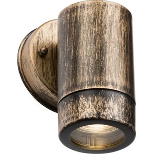 Knightsbridge Eamon Brushed Brass Wall Light - GU10 IP54 Polycarbonate Knightsbridge Eamon Brushed Brass Wall Light - GU10 IP54 Polycarbonate