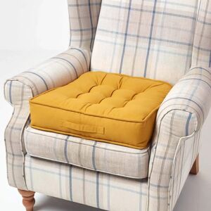 Homescapes Mustard Cotton Armchair Booster Cushion - Armchair Booster Cushion Homescapes Mustard Cotton Armchair Booster Cushion - Armchair Booster Cushion