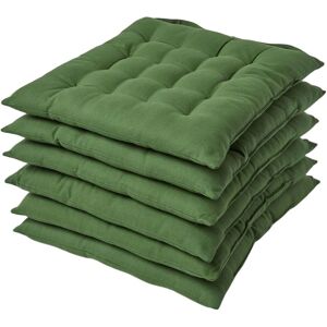 Homescapes Dark Olive Cotton Seat Pad Set of 6 - Seat Pad Homescapes Dark Olive Cotton Seat Pad Set of 6 - Seat Pad