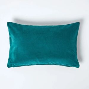 Homescapes Cotton Velvet Cushion Cover - Teal Green 30x50cm Homescapes Cotton Velvet Cushion Cover - Teal Green 30x50cm
