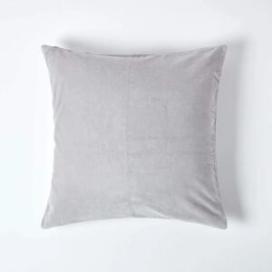 Homescapes Silver Grey Cotton Velvet Cushion Cover - Cushion Cover Homescapes Silver Grey Cotton Velvet Cushion Cover - Cushion Cover