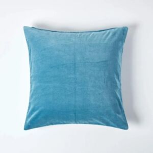 Homescapes Light Blue Cotton Velvet Cushion Cover - Square 40 x 40cm Homescapes Light Blue Cotton Velvet Cushion Cover - Square 40 x 40cm
