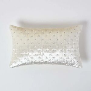 Homescapes Cream Crushed Velvet Cushion Cover - Rectangular, 30 x 50 cm Homescapes Cream Crushed Velvet Cushion Cover - Rectangular, 30 x 50 cm