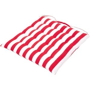 Homescapes Red Stripe Seat Pad - Supportive Cotton Cushion Homescapes Red Stripe Seat Pad - Supportive Cotton Cushion