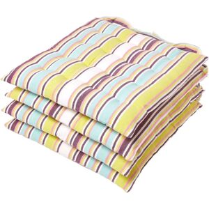 Homescapes Oska Green Stripe Seat Pad Set of 4 - Seat Pad Homescapes Oska Green Stripe Seat Pad Set of 4 - Seat Pad