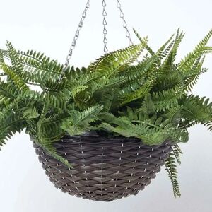 Homescapes Boston Fern Artificial Hanging Basket - Indoor Green Decor Homescapes Boston Fern Artificial Hanging Basket - Indoor Green Decor