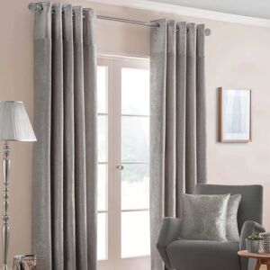 Homescapes Nova Silver Velvet Eyelet Curtains - Curtains Homescapes Nova Silver Velvet Eyelet Curtains - Curtains