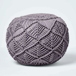 Homescapes Grey Macrame Knitted Pouffe - Pouffe Homescapes Grey Macrame Knitted Pouffe - Pouffe