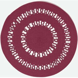 Homescapes Plum Crochet Braided Rug - Round 70cm Homescapes Plum Crochet Braided Rug - Round 70cm
