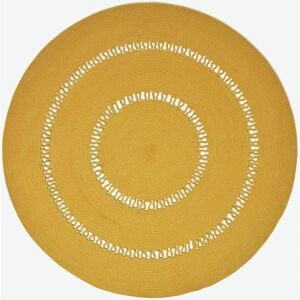 Homescapes Mustard Crochet Braided Rug - Round 120cm Homescapes Mustard Crochet Braided Rug - Round 120cm