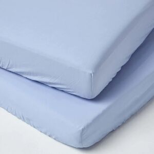 Homescapes Blue Cotton Cot Fitted Sheets Set of 2 - Cot Fitted Sheets Homescapes Blue Cotton Cot Fitted Sheets Set of 2 - Cot Fitted Sheets