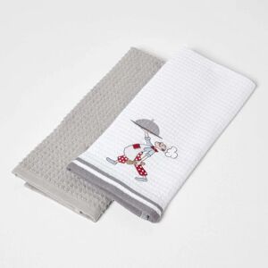 Homescapes Grey Waffle Cotton Tea Towels - Tea Towels Homescapes Grey Waffle Cotton Tea Towels - Tea Towels