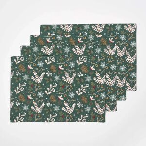 Homescapes Festive Forest Green Christmas Placemats - Placemat Homescapes Festive Forest Green Christmas Placemats - Placemat