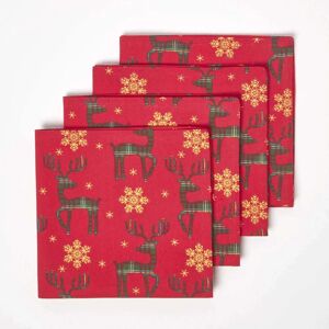 Homescapes Red Reindeer Christmas Napkins - Napkins Homescapes Red Reindeer Christmas Napkins - Napkins