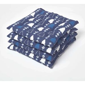 Homescapes Winterland Blue Seat Pad - Christmas 40x40cm Homescapes Winterland Blue Seat Pad - Christmas 40x40cm
