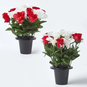 Homescapes Set of 2 Red & White Roses & Lilies Artificial Flowers - Artificial Flowers Homescapes Set of 2 Red & White Roses & Lilies Artificial Flowers - Artificial Flowers