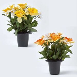 Homescapes Set of 2 Artificial Flowers - Narcissus & Daisy for Graves Homescapes Set of 2 Artificial Flowers - Narcissus & Daisy for Graves
