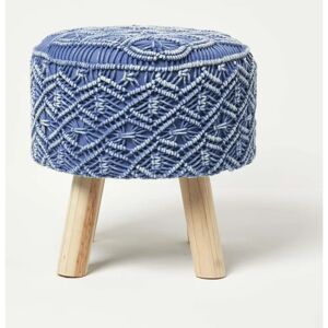 Homescapes Willow Macrame Teal Green Footstool - Footstool Homescapes Willow Macrame Teal Green Footstool - Footstool