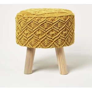 Homescapes Mustard Yellow Macrame Footstool - Footstool Homescapes Mustard Yellow Macrame Footstool - Footstool