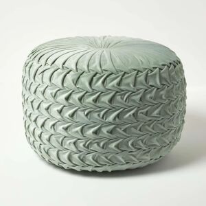 Homescapes Grace Sage Green Velvet Pouffe - Footstool Homescapes Grace Sage Green Velvet Pouffe - Footstool