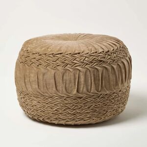 Homescapes Beige Taupe Sofia Pleated Velvet Pouffe - Pouffe Homescapes Beige Taupe Sofia Pleated Velvet Pouffe - Pouffe