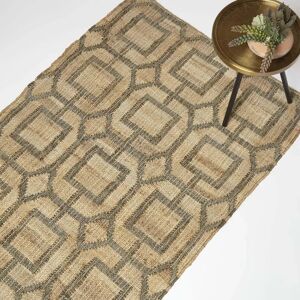 Homescapes Tiran Brown Geometric Handwoven Jute Rug - Rug Homescapes Tiran Brown Geometric Handwoven Jute Rug - Rug
