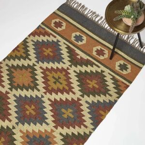 Homescapes Orange & Blue Kilim Wollteppich - Teppich Homescapes Orange & Blue Kilim Wollteppich - Teppich