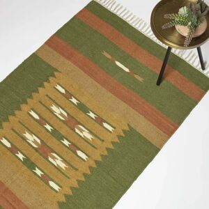 Homescapes Orange & Green Lundi Kilim Rug - Rug Homescapes Orange & Green Lundi Kilim Rug - Rug