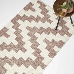 Homescapes Brown & Cream 90 x 150 cm Handwoven Cotton Kilim Rug - Kilim Rug Homescapes Brown & Cream 90 x 150 cm Handwoven Cotton Kilim Rug - Kilim Rug