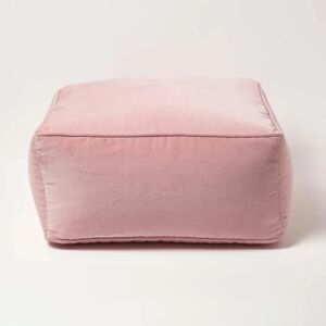 Homescapes Pink Velvet Cube Pouffe Homescapes Pink Velvet Cube Pouffe