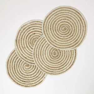 Homescapes Jute Handwoven Round Placemats Set of 4 - Table Placemats Homescapes Jute Handwoven Round Placemats Set of 4 - Table Placemats