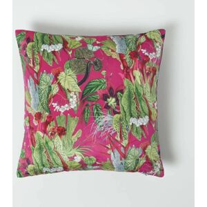 Homescapes Pink Tropical Leaf Velvet Cushion - Cushion Homescapes Pink Tropical Leaf Velvet Cushion - Cushion