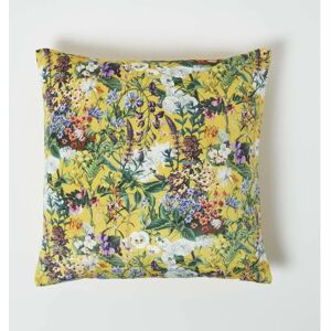 Homescapes Floral Botanical Garden Yellow Velvet Cushion - Cushion Homescapes Floral Botanical Garden Yellow Velvet Cushion - Cushion