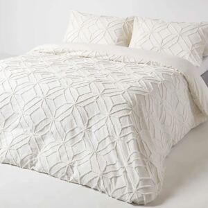 Homescapes - Diamond Cotton Tufted - White - Duvet Cover Set Homescapes - Diamond Cotton Tufted - White - Duvet Cover Set