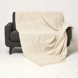 Homescapes Kashi Cotton Throw with Tassels - Natural Homescapes Kashi Cotton Throw with Tassels - Natural