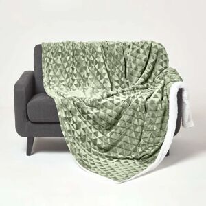 Homescapes Sage Green Geometric Triangle Velvet Throw - Throw Blanket Homescapes Sage Green Geometric Triangle Velvet Throw - Throw Blanket