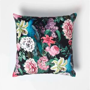 Homescapes Floral Peacock Velvet Cushion - 46x46cm Homescapes Floral Peacock Velvet Cushion - 46x46cm